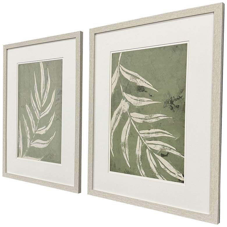 Image 2 Palm Leaf 19"W x 25"H Coastal Framed Art Set of 2 more views