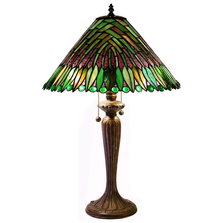 Image 1 Palm Leaf Tiffany Style Table Lamp