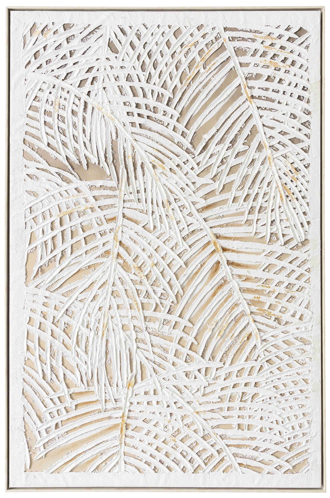 Image 2 Palm Leaves 40 x 60 Hand-Painted Framed Canvas Wall Art