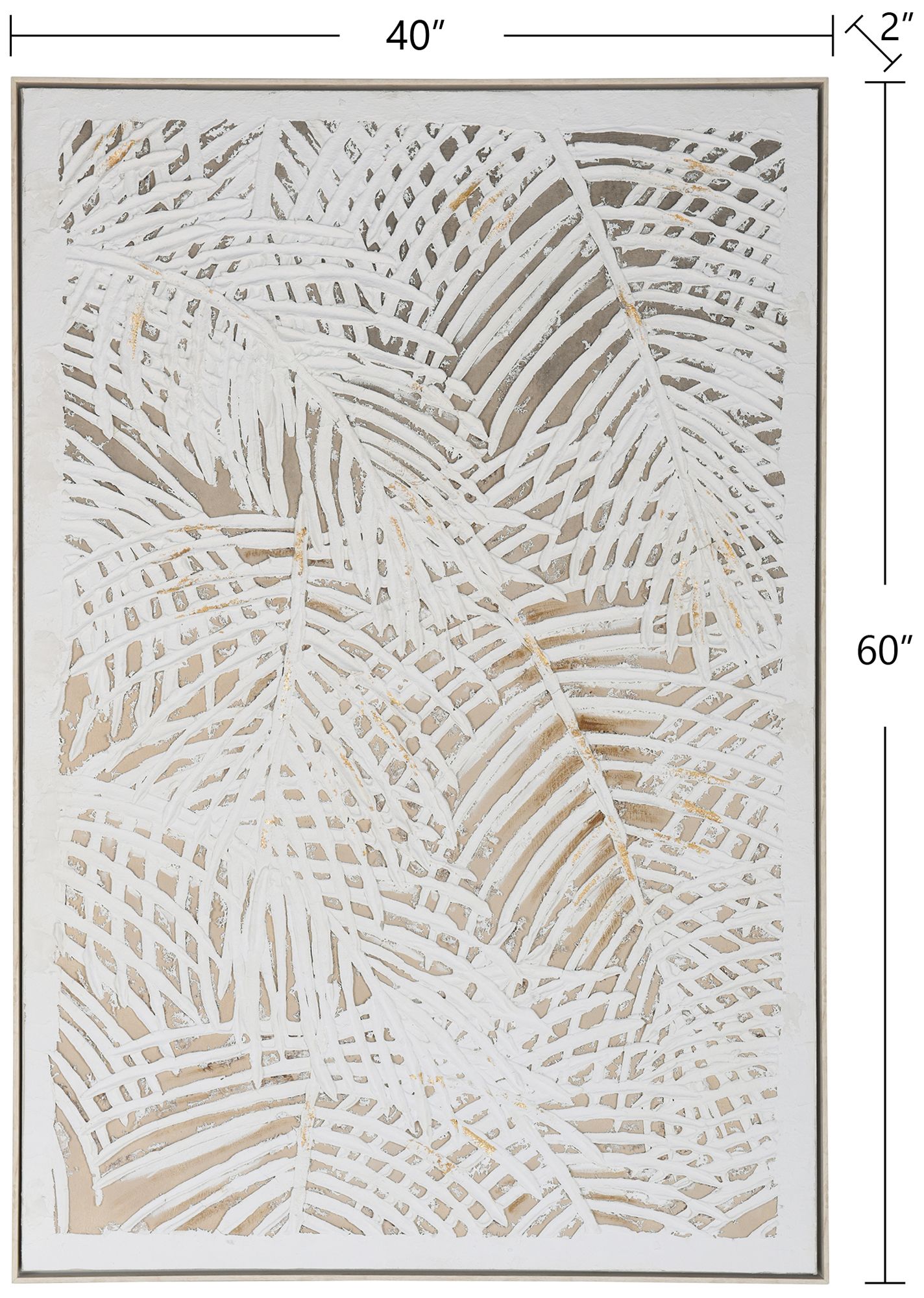 Image 7 Palm Leaves 40 x 60 Hand-Painted Framed Canvas Wall Art more views