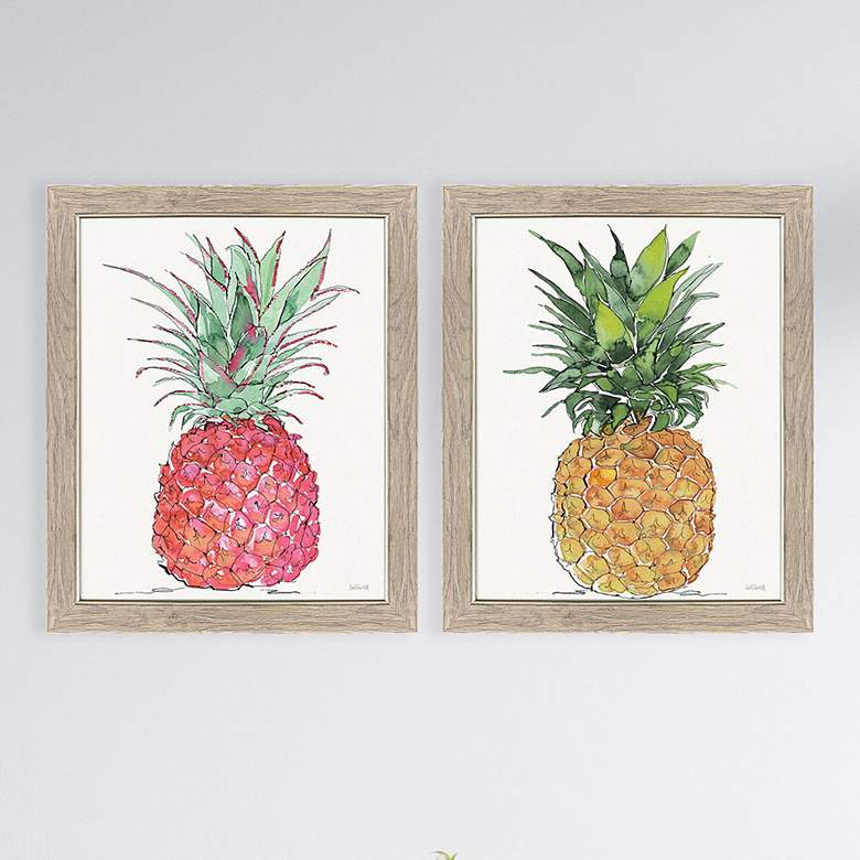 Image 1 Palm Pineapples 19"W x 23"H Framed Art - Set of 2