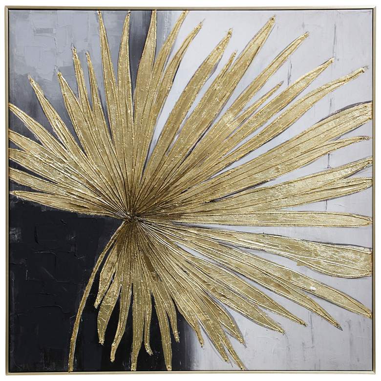 Image 1 Palm Play II 30"W x 30"H Hand Embellished Framed Canvas Wall Art