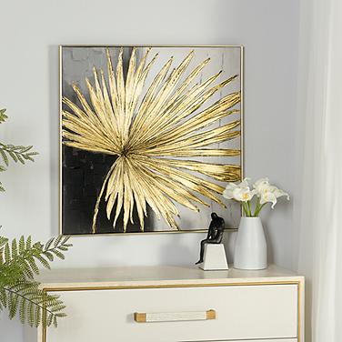Palm Play II 30"W x 30"H Hand Embellished Framed Canvas Wall Art