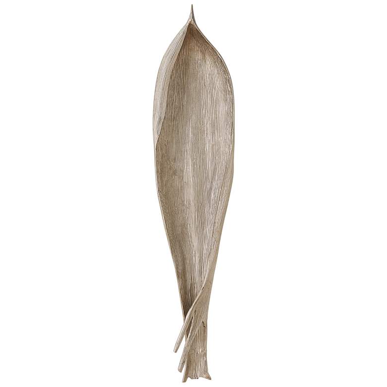 Image 1 Palm Seed Pod Flat Nickel 47 inch High Metal Sculpture