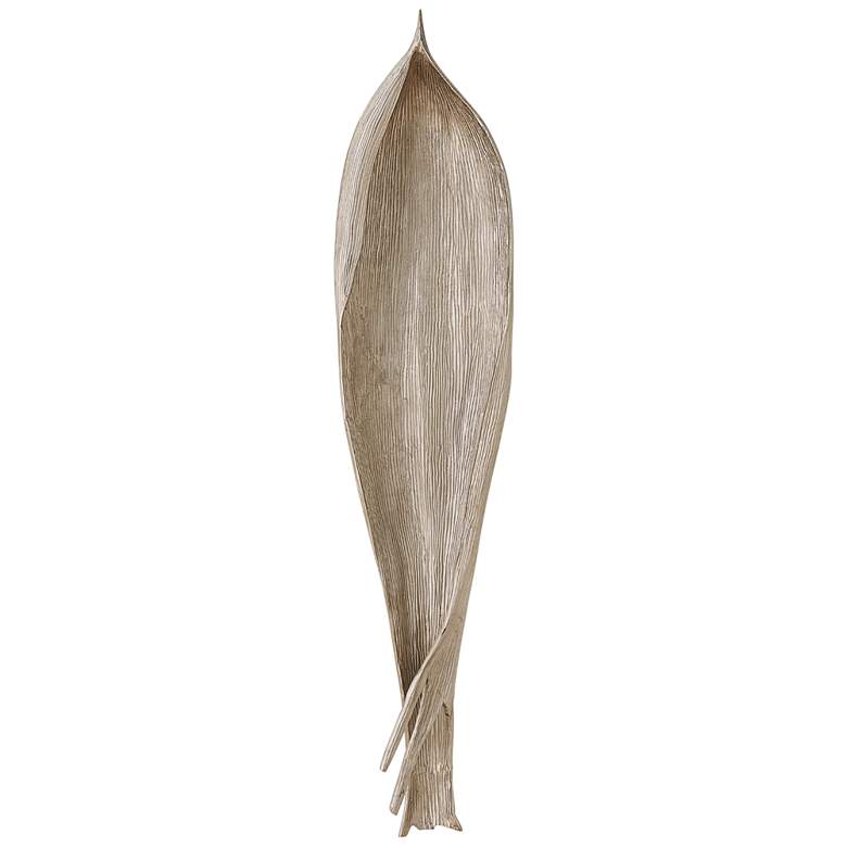 Image 1 Palm Seed Pod Flat Nickel 47" High Metal Sculpture