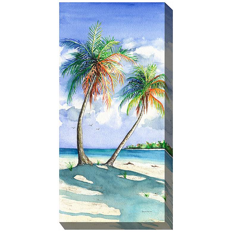 Image 2 Palm Shadows 48" High All-Weather Outdoor Canvas Wall Art