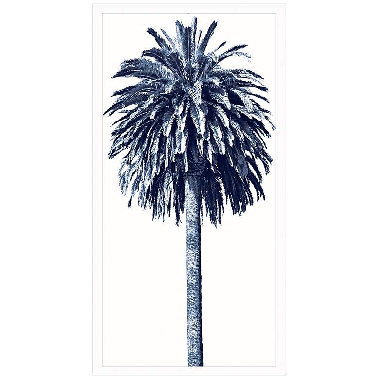 Image 1 Palm Tree Blue II 50"H Rectangular Giclee Framed Wall Art