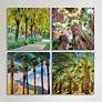 Palm Tree Groves 20" Square 4-Piece Glass Wall Art Set in scene