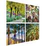 Palm Tree Groves 20" Square 4-Piece Glass Wall Art Set in scene