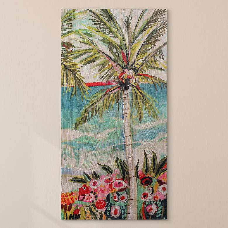 Image 1 Palm Tree Wimsy II 48" High Giclee Printed Wood Wall Art