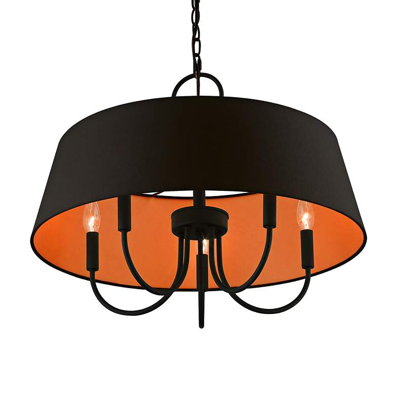 Image 7 Palma 23" Wide Black 5-Light Drum Chandelier more views