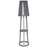 1_Palma 71" High Teak Finish Solar Powered LED Outdoor Tripod Floor Lamp