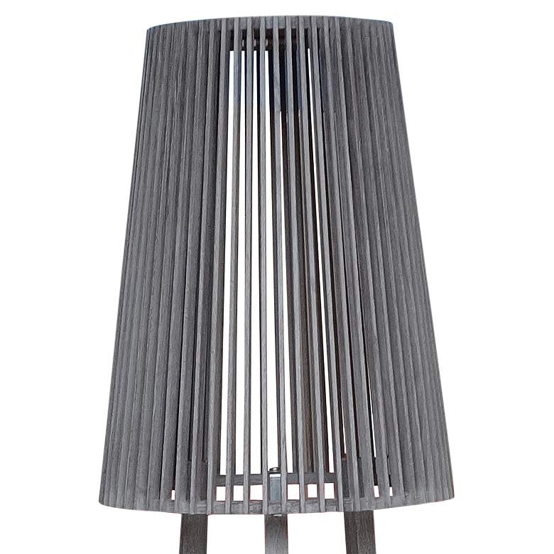 Image 2 Palma 71" High Teak Finish Solar Powered LED Outdoor Tripod Floor Lamp more views