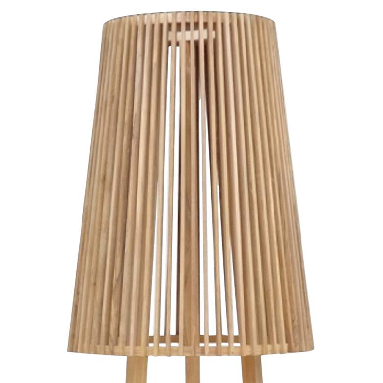 Image 2 Palma Teak 71" Motion Sensor Solar LED Outdoor Tripod Floor Lamp more views