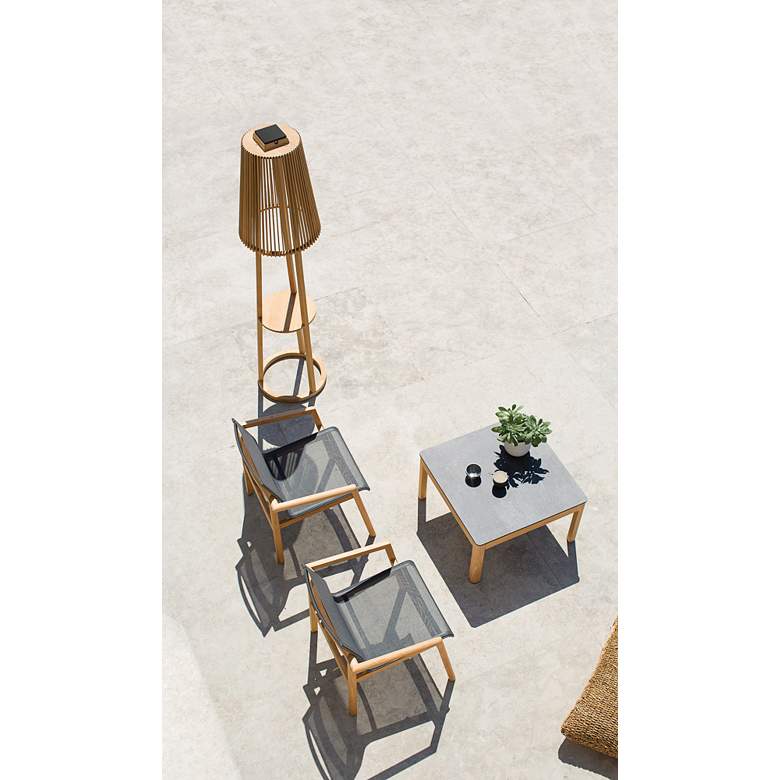 Image 3 Palma Teak 71" Motion Sensor Solar LED Outdoor Tripod Floor Lamp more views