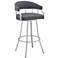 Palmdale 26 in. Swivel Barstool in Silver Finish, Slate Grey Faux Leather