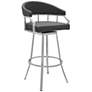 Palmdale 30 in. Swivel Barstool in Brushed Stainless Steel, Gray
