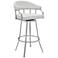 Palmdale 30 in. Swivel Barstool in Brushed Stainless Steel, White