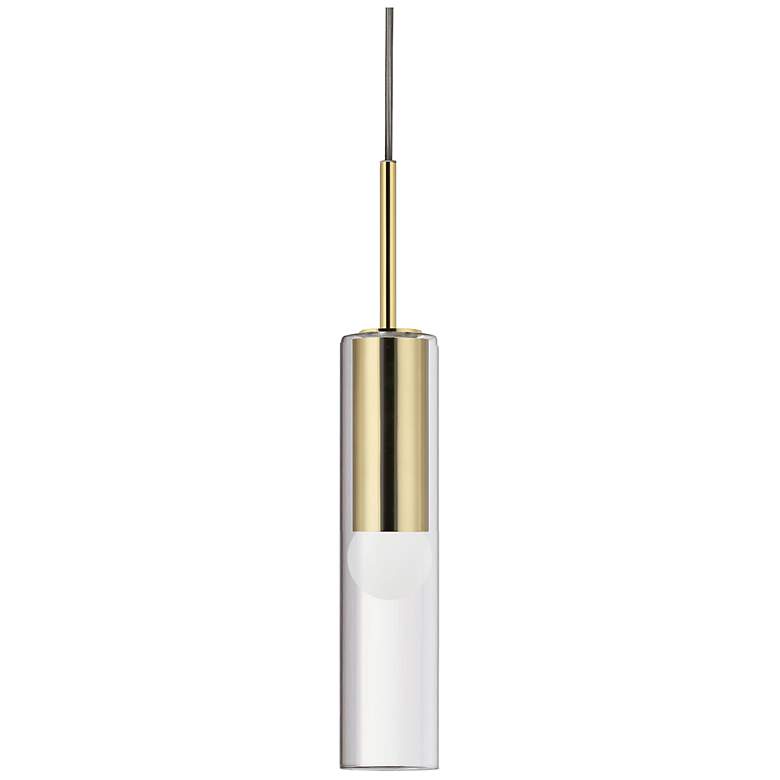 Image 1 Palmer 2 3/4" Wide Aged Brass Cylinder Mini Pendant
