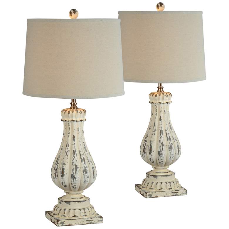 Image 1 Palmer 35" High Cottage White Accents Table Lamps Set of 2