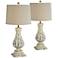Palmer 35" High Cottage White Accents Table Lamps Set of 2