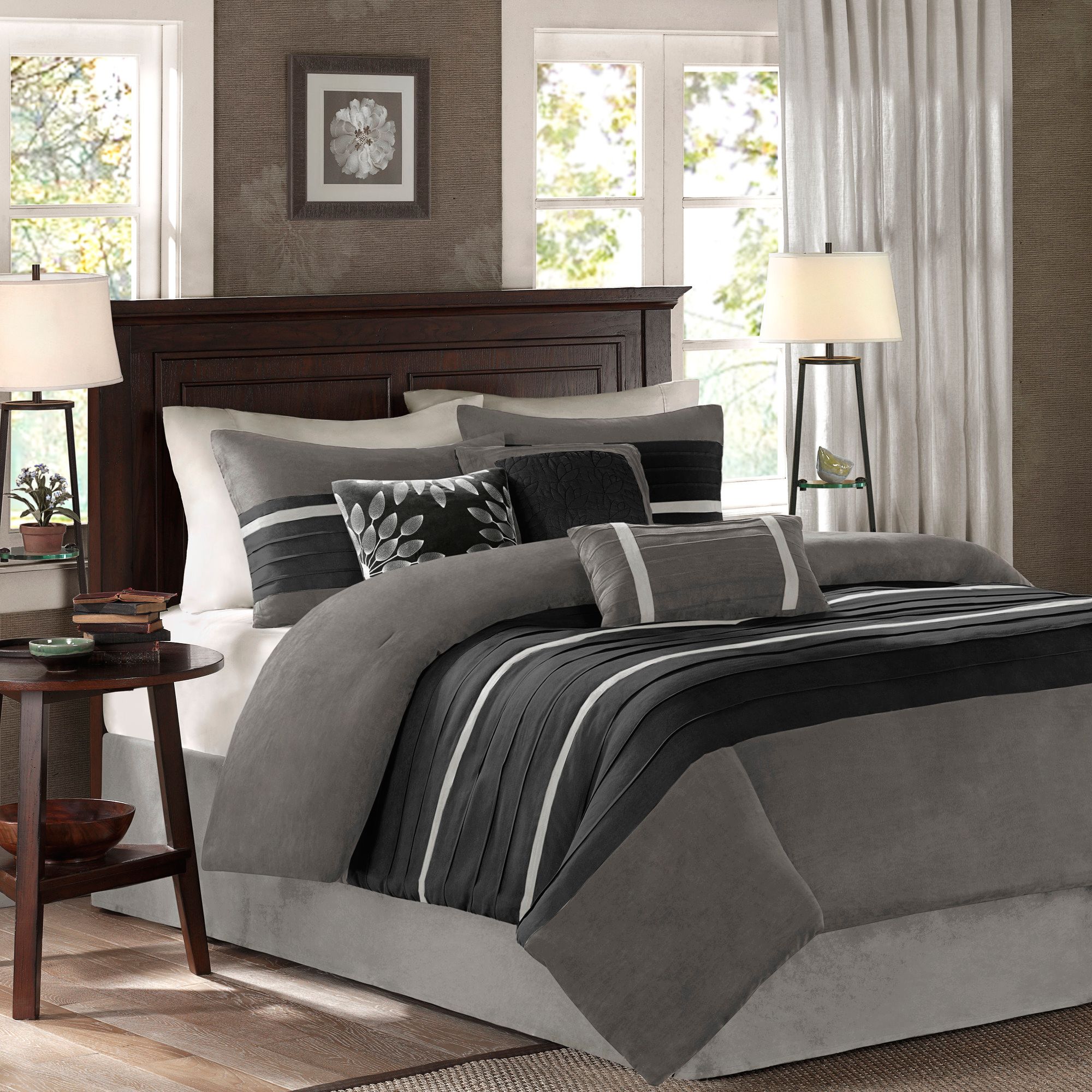 Thumbnail2 of Palmer Black Pieced Faux Suede Full 7-Piece Comforter Set