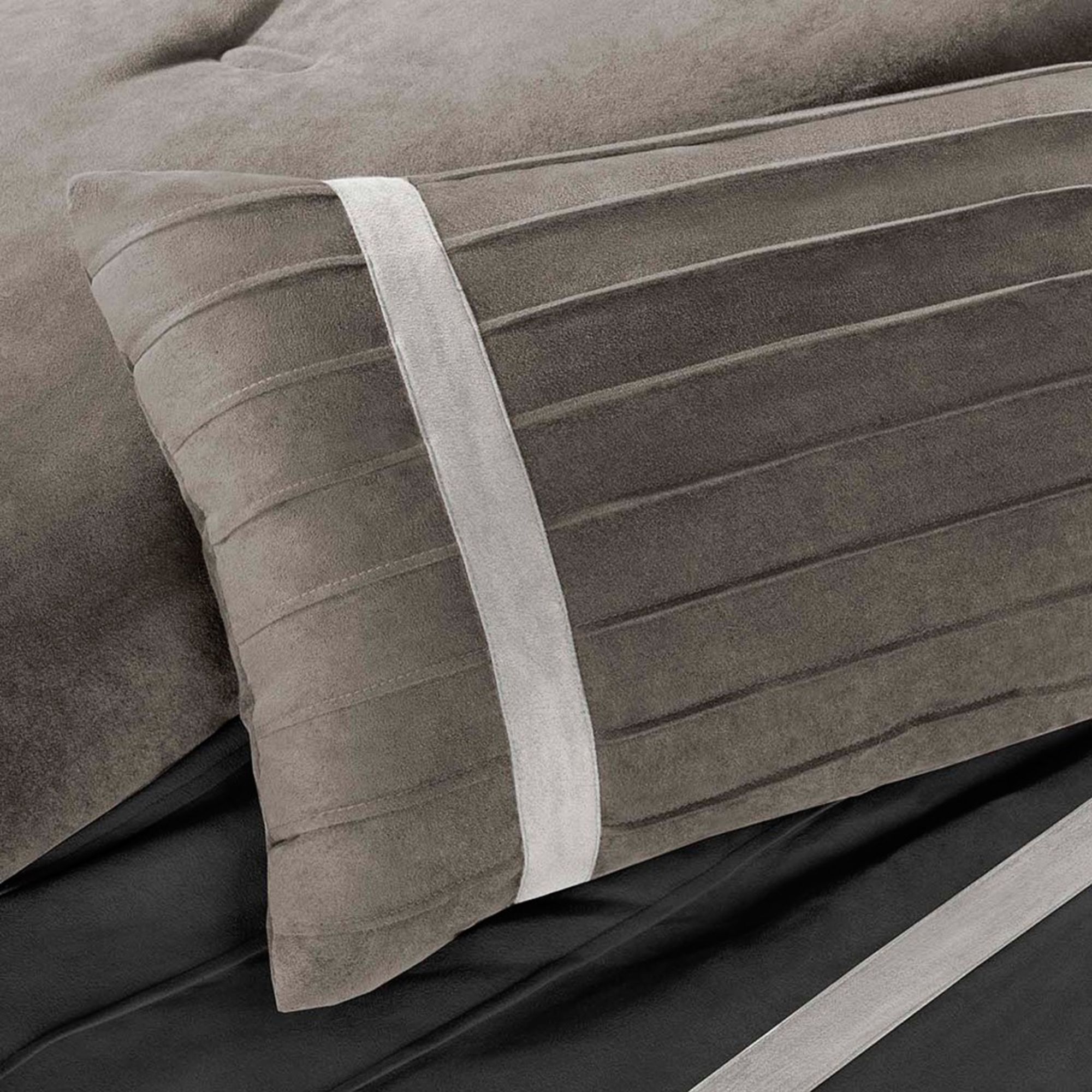 Palmer Black Pieced Faux Suede Full 7-Piece Comforter Set