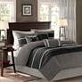 Thumbnail1 of Palmer Black Pieced Faux Suede King 7-Piece Comforter Set