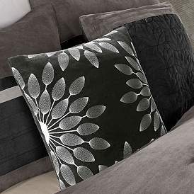 Image5 of Palmer Black Pieced Faux Suede King 7-Piece Comforter Set more views