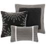 6_Palmer Black Pieced Faux Suede Queen 7-Piece Comforter Set more views