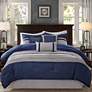 Thumbnail2 of Palmer Blue and Gray Faux Suede Pieced King 7-Piece Comforter Set