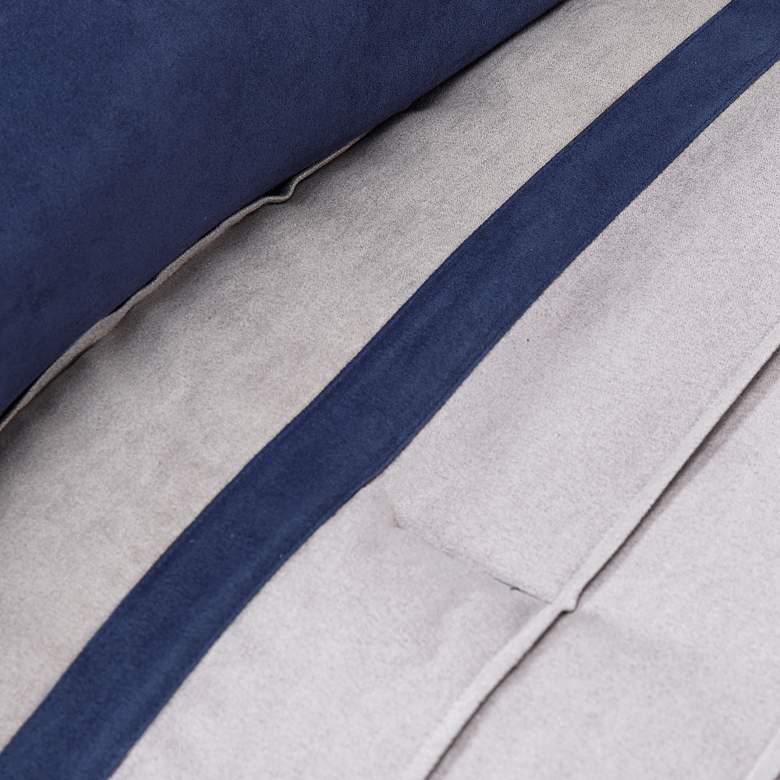 Image 6 Palmer Blue and Gray Pieced Faux Suede Queen 7-Piece Comforter Set more views