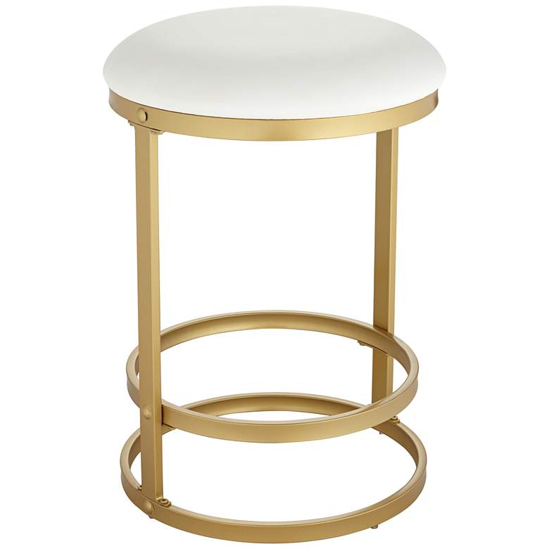 Image 2 Palmer Luxe Gold Metal and White Fabric Counterstool
