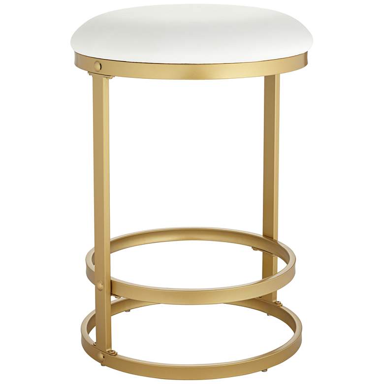 Image 6 Palmer Luxe Gold Metal and White Fabric Counterstool more views