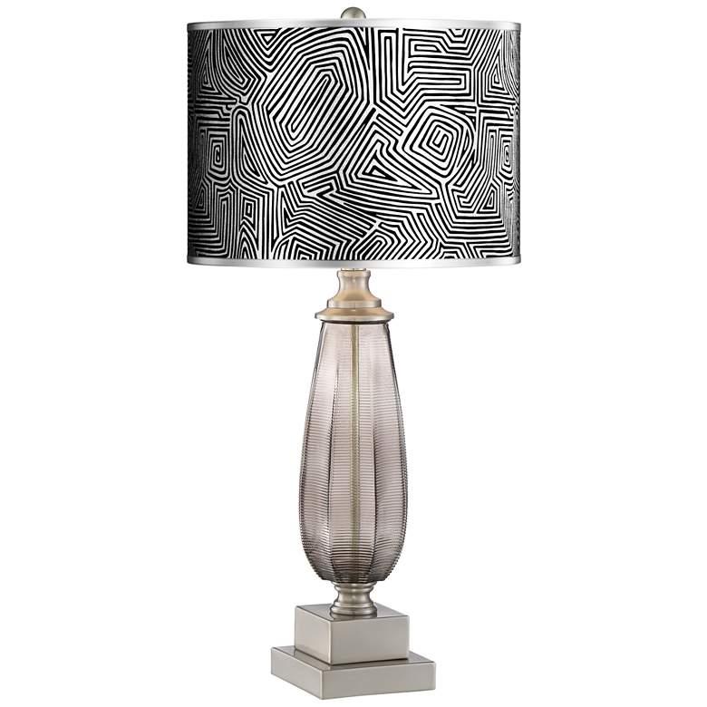 Image 1 Palmer Modern Table Lamp with Geomtric Maze Metallic Shade