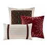 5_Palmer Red and Brown Faux Suede Pieced Queen 7-Piece Comforter Set more views