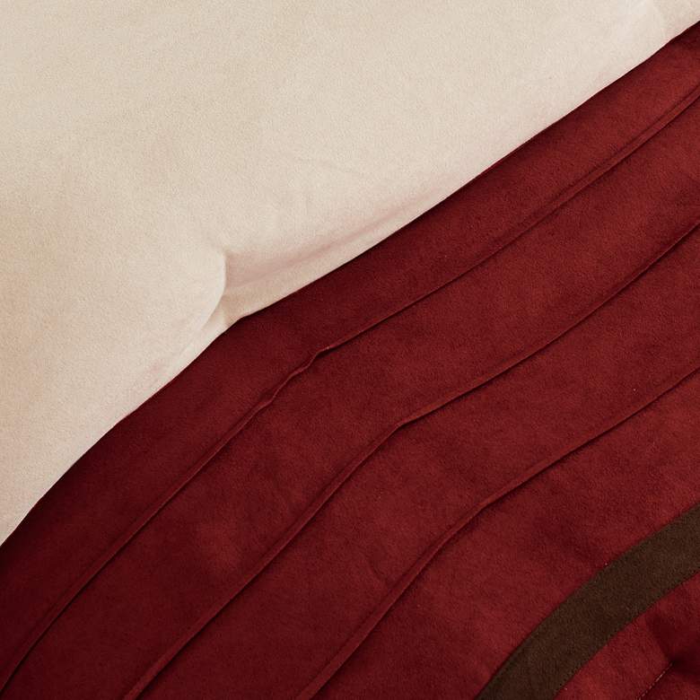 Image 6 Palmer Red and Brown Faux Suede Pieced Queen 7-Piece Comforter Set more views