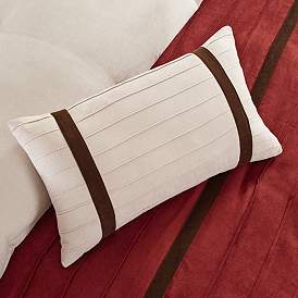 Image5 of Palmer Red and Brown Pieced Faux Suede Cal King 7-Piece Comforter Set more views