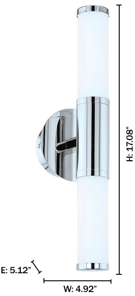 Image 3 Palmera 1 - 2-Light LED Vanity Wall Light - Chrome - Opal Glass more views