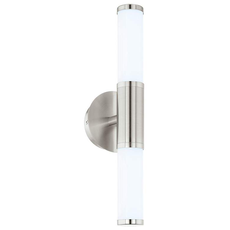 Image 1 Palmera 1 - 2-Light LED Vanity Wall Light - Satin Nickel - Opal Glass