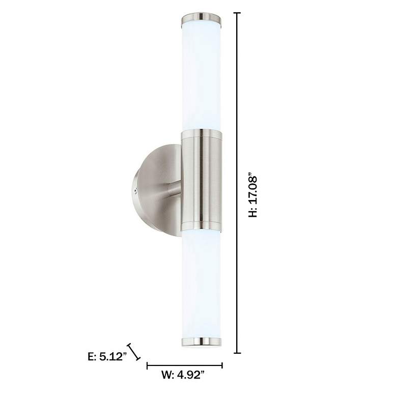Image 3 Palmera 1 - 2-Light LED Vanity Wall Light - Satin Nickel - Opal Glass more views