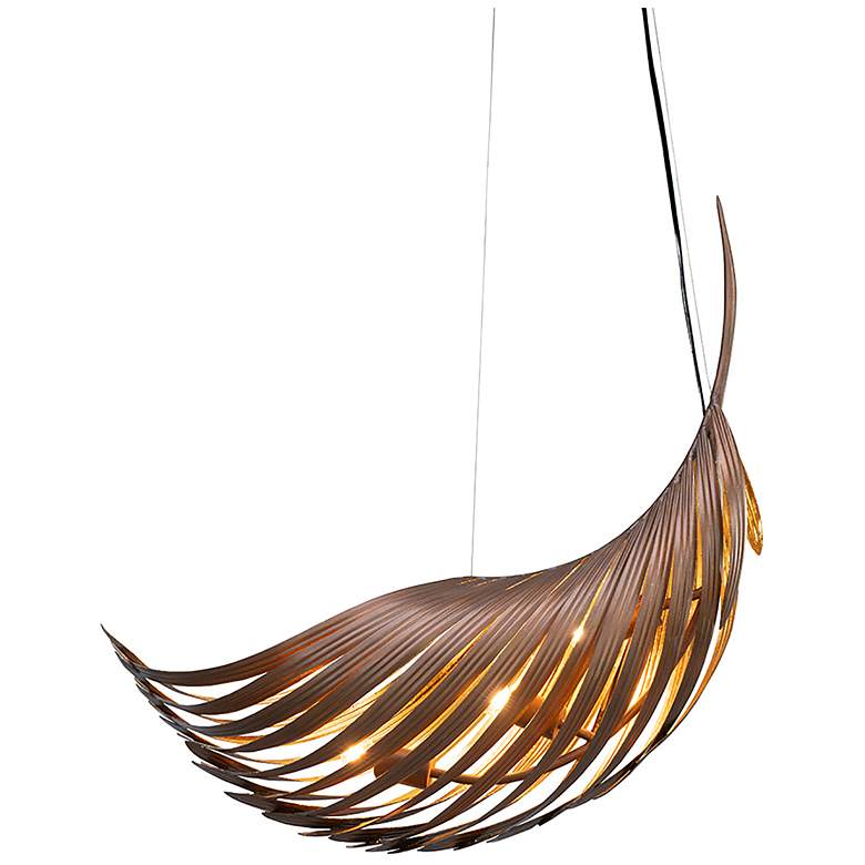 Image 3 Palmera 38.5" Wide Soft Bronze And Gold Leaf Curved Leaf Pendant more views