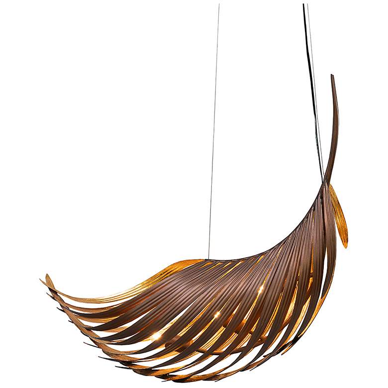 Image 4 Palmera 38.5" Wide Soft Bronze And Gold Leaf Curved Leaf Pendant more views