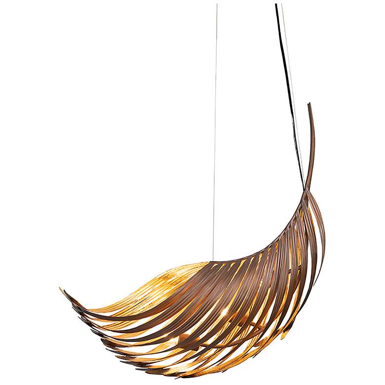 Image 5 Palmera 38.5" Wide Soft Bronze And Gold Leaf Curved Leaf Pendant more views
