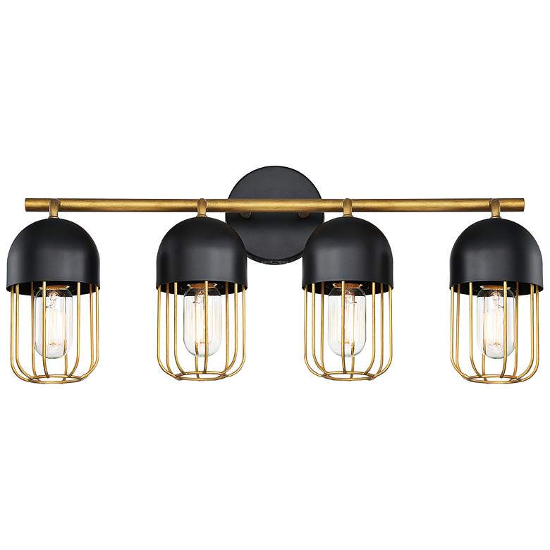 Image 1 Palmerston 23 1/4" Wide Black and Gold 4-Light Bath Light