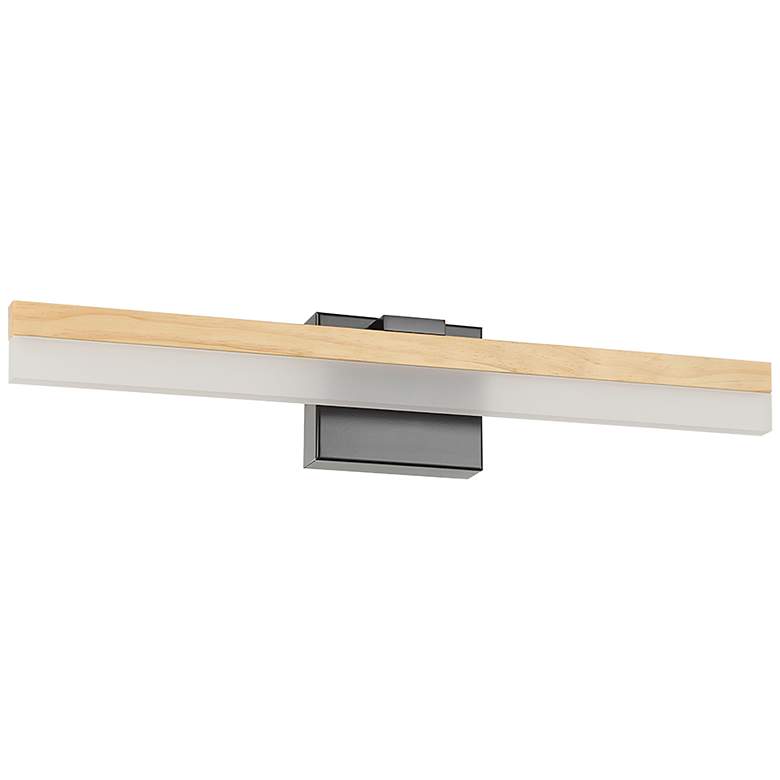 Image 2 Palmital 23 1/2"W Matte Black and Wood LED Vanity Bath Light