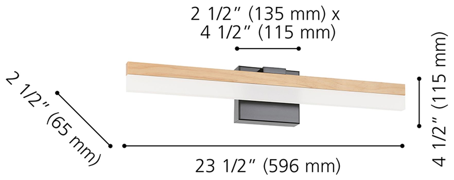 Image 5 Palmital 23 1/2"W Matte Black and Wood LED Vanity Bath Light more views