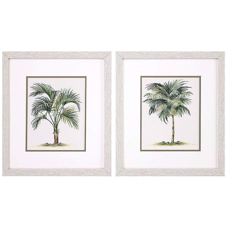 Image 1 Palms 14"W x 16"H Framed Art Set of 2
