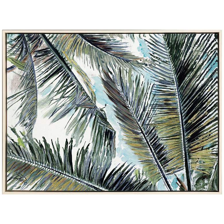 Image 2 Palms in the Sky 50" Wide Framed Giclee on Canvas Wall Art
