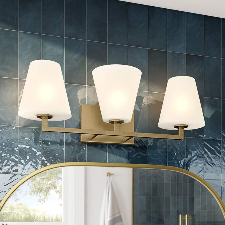 Image 1 Palmyra 24" Wide Brushed Gold 3-Light Vanity Bath Light
